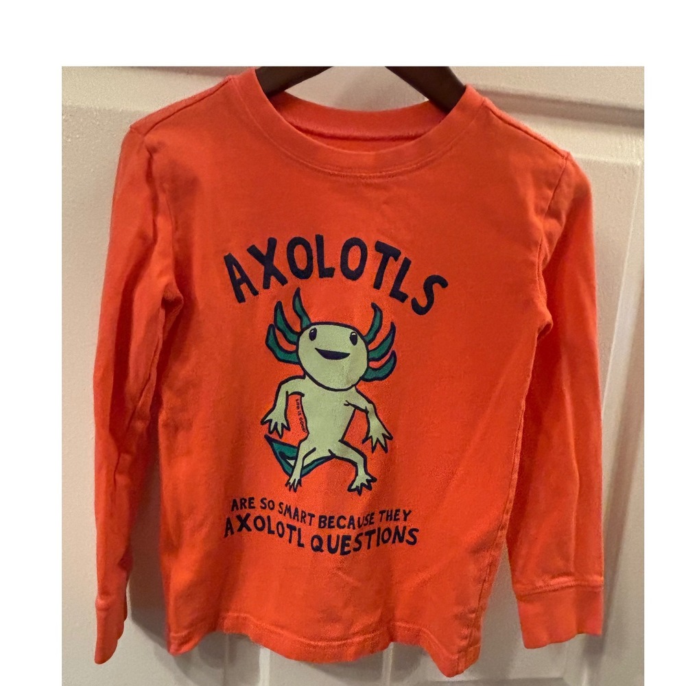 Life is Good Kids Orange Axolotl Graphic Long Sleeve T-Shirt Size XS